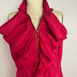 Richard Malcolm Sleeveless Pink-Red Zip-Front Wiggle Dress – Size 8